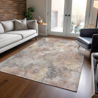 Piper Looms Chantille Floral ACN1859 Taupe Machine Washable Area Rug Lifestyle Image Feature