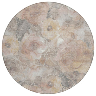 Piper Looms Chantille Floral ACN1859 Taupe Machine Washable Area Rug Round Main Image