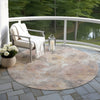 Piper Looms Chantille Floral ACN1859 Taupe Machine Washable Area Rug Round Outdoor Lifestyle Image Feature