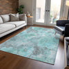 Piper Looms Chantille Floral ACN1859 Teal Machine Washable Area Rug Lifestyle Image Feature