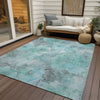 Piper Looms Chantille Floral ACN1859 Teal Machine Washable Area Rug Outdoor Lifestyle Image Feature