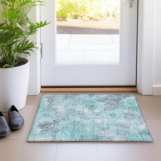 Piper Looms Chantille Floral ACN1859 Teal Machine Washable Area Rug Scatter Lifestyle Image Feature