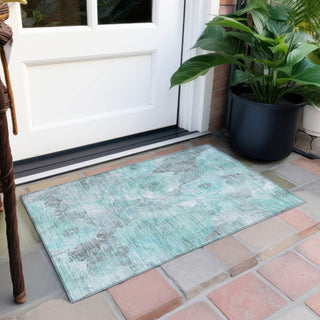 Piper Looms Chantille Floral ACN1859 Teal Machine Washable Area Rug Scatter Outdoor Lifestyle Image Feature
