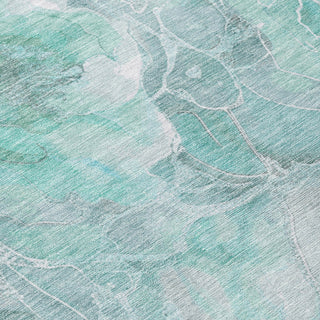 Piper Looms Chantille Floral ACN1859 Teal Machine Washable Area Rug Swatch Image