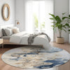 Piper Looms Chantille Abstract ACN1860 Denim Machine Washable Area Rug Round Lifestyle Image Feature
