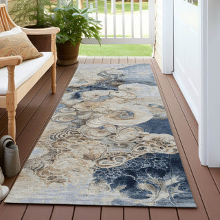 Piper Looms Chantille Abstract ACN1860 Denim Machine Washable Area Rug Runner Outdoor Lifestyle Image Feature