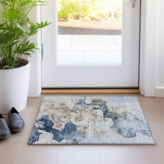 Piper Looms Chantille Abstract ACN1860 Denim Machine Washable Area Rug Scatter Lifestyle Image Feature