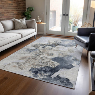 Piper Looms Chantille Abstract ACN1860 Gray Machine Washable Area Rug Lifestyle Image Feature