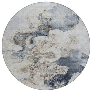 Piper Looms Chantille Abstract ACN1860 Gray Machine Washable Area Rug Round Main Image