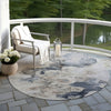 Piper Looms Chantille Abstract ACN1860 Gray Machine Washable Area Rug Round Outdoor Lifestyle Image Feature
