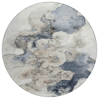 Piper Looms Chantille Abstract ACN1860 Ivory Machine Washable Area Rug Round Main Image