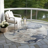 Piper Looms Chantille Abstract ACN1860 Ivory Machine Washable Area Rug Round Outdoor Lifestyle Image Feature