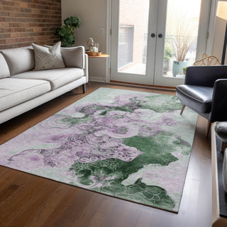 Piper Looms Chantille Abstract ACN1860 Sage Machine Washable Area Rug Lifestyle Image Feature