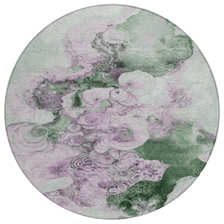 Piper Looms Chantille Abstract ACN1860 Sage Machine Washable Area Rug Round Main Image
