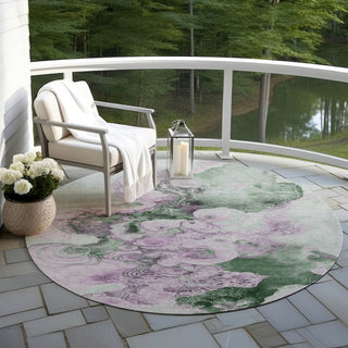 Piper Looms Chantille Abstract ACN1860 Sage Machine Washable Area Rug Round Outdoor Lifestyle Image Feature