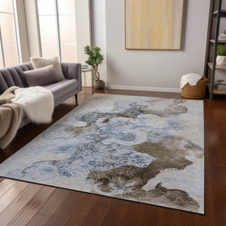 Piper Looms Chantille Abstract ACN1860 Taupe Machine Washable Area Rug Lifestyle Image Feature