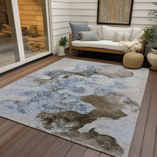 Piper Looms Chantille Abstract ACN1860 Taupe Machine Washable Area Rug Outdoor Lifestyle Image Feature