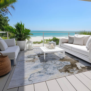 Piper Looms Chantille Abstract ACN1860 Taupe Machine Washable Area Rug Outdoor Lifestyle Image Feature