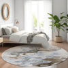 Piper Looms Chantille Abstract ACN1860 Taupe Machine Washable Area Rug Round Lifestyle Image Feature