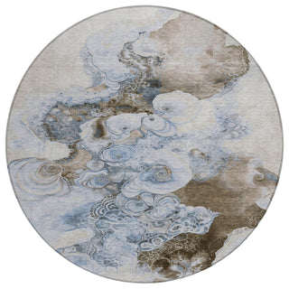 Piper Looms Chantille Abstract ACN1860 Taupe Machine Washable Area Rug Round Main Image