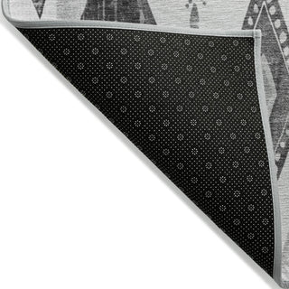 Piper Looms Chantille Aztec ACN1861 Gray Machine Washable Area Rug Backing Image