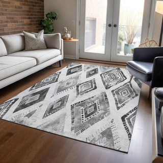 Piper Looms Chantille Aztec ACN1861 Gray Machine Washable Area Rug Lifestyle Image Feature