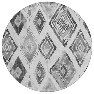 Piper Looms Chantille Aztec ACN1861 Gray Machine Washable Area Rug Round Main Image