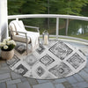Piper Looms Chantille Aztec ACN1861 Gray Machine Washable Area Rug Round Outdoor Lifestyle Image Feature