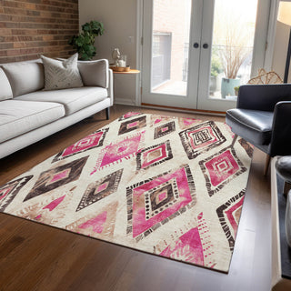 Piper Looms Chantille Aztec ACN1861 Linen Machine Washable Area Rug Lifestyle Image Feature