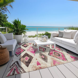 Piper Looms Chantille Aztec ACN1861 Linen Machine Washable Area Rug Outdoor Lifestyle Image Feature