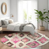Piper Looms Chantille Aztec ACN1861 Linen Machine Washable Area Rug Round Lifestyle Image Feature