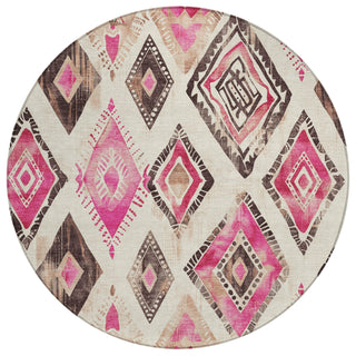 Piper Looms Chantille Aztec ACN1861 Linen Machine Washable Area Rug Round Main Image