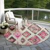 Piper Looms Chantille Aztec ACN1861 Linen Machine Washable Area Rug Round Outdoor Lifestyle Image Feature