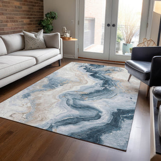 Piper Looms Chantille Swirls ACN1862 Beige Machine Washable Area Rug Lifestyle Image Feature