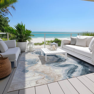 Piper Looms Chantille Swirls ACN1862 Beige Machine Washable Area Rug Outdoor Lifestyle Image Feature