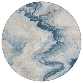 Piper Looms Chantille Swirls ACN1862 Beige Machine Washable Area Rug Round Main Image
