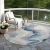 Piper Looms Chantille Swirls ACN1862 Beige Machine Washable Area Rug Round Outdoor Lifestyle Image Feature
