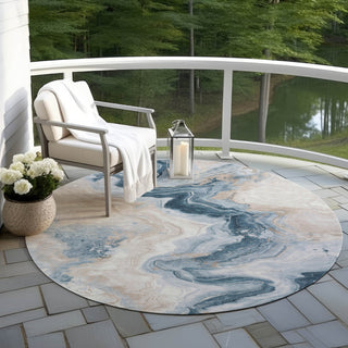 Piper Looms Chantille Swirls ACN1862 Beige Machine Washable Area Rug Round Outdoor Lifestyle Image Feature