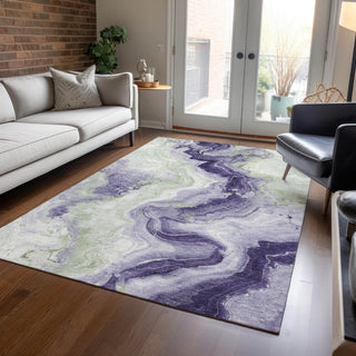 Piper Looms Chantille Swirls ACN1862 Lavender Machine Washable Area Rug Lifestyle Image Feature
