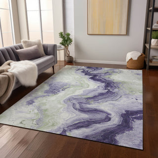 Piper Looms Chantille Swirls ACN1862 Lavender Machine Washable Area Rug Lifestyle Image Feature