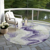 Piper Looms Chantille Swirls ACN1862 Lavender Machine Washable Area Rug Round Outdoor Lifestyle Image Feature