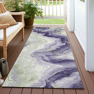 Piper Looms Chantille Swirls ACN1862 Lavender Machine Washable Area Rug Runner Outdoor Lifestyle Image Feature