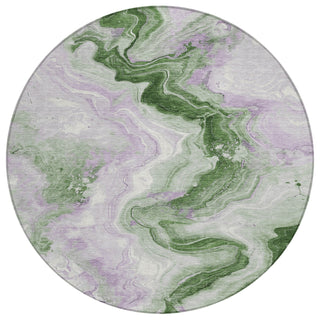 Piper Looms Chantille Swirls ACN1862 Olive Machine Washable Area Rug Round Main Image