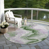 Piper Looms Chantille Swirls ACN1862 Olive Machine Washable Area Rug Round Outdoor Lifestyle Image Feature