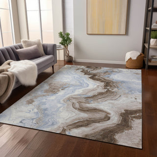 Piper Looms Chantille Swirls ACN1862 Taupe Machine Washable Area Rug Lifestyle Image Feature