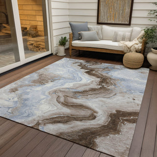 Piper Looms Chantille Swirls ACN1862 Taupe Machine Washable Area Rug Outdoor Lifestyle Image Feature