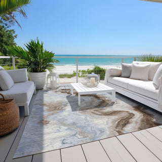 Piper Looms Chantille Swirls ACN1862 Taupe Machine Washable Area Rug Outdoor Lifestyle Image Feature