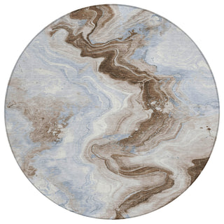 Piper Looms Chantille Swirls ACN1862 Taupe Machine Washable Area Rug Round Main Image