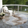 Piper Looms Chantille Swirls ACN1862 Taupe Machine Washable Area Rug Round Outdoor Lifestyle Image Feature