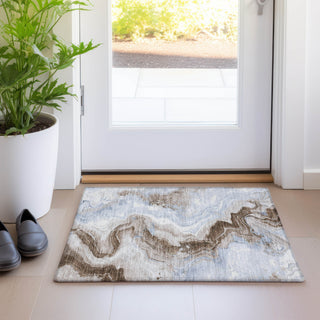 Piper Looms Chantille Swirls ACN1862 Taupe Machine Washable Area Rug Scatter Lifestyle Image Feature